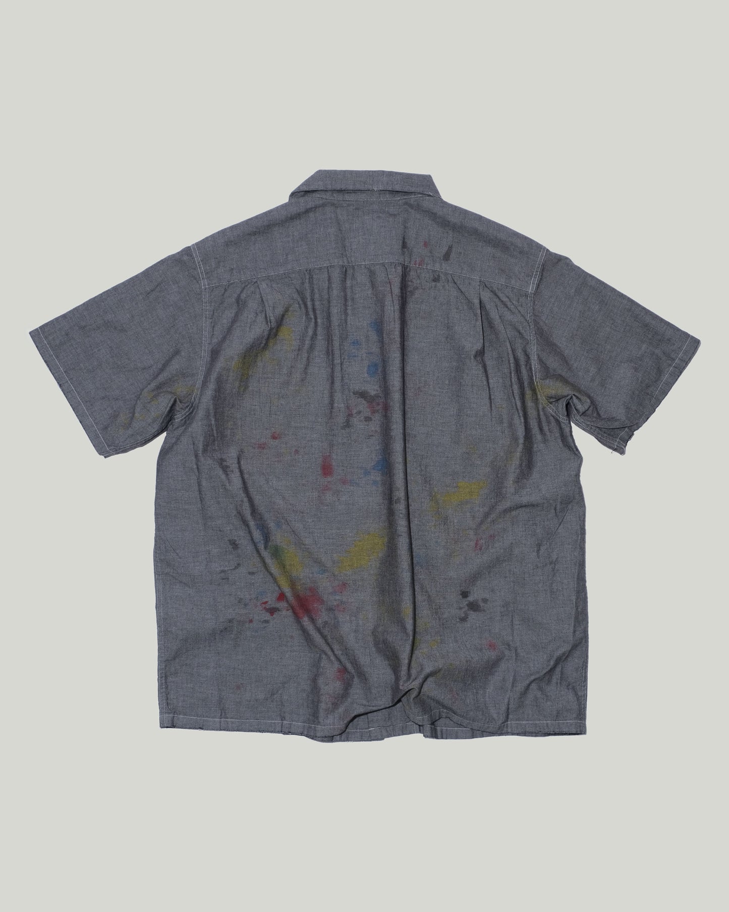 WRITERS BLOCK CHAMBRAY SHIRT w/ PAINT