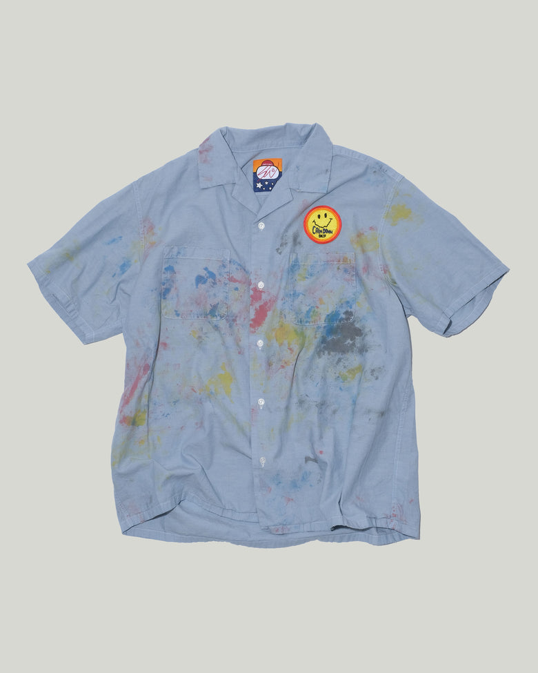 WRITERS BLOCK CHAMBRAY SHIRT w/ PAINT