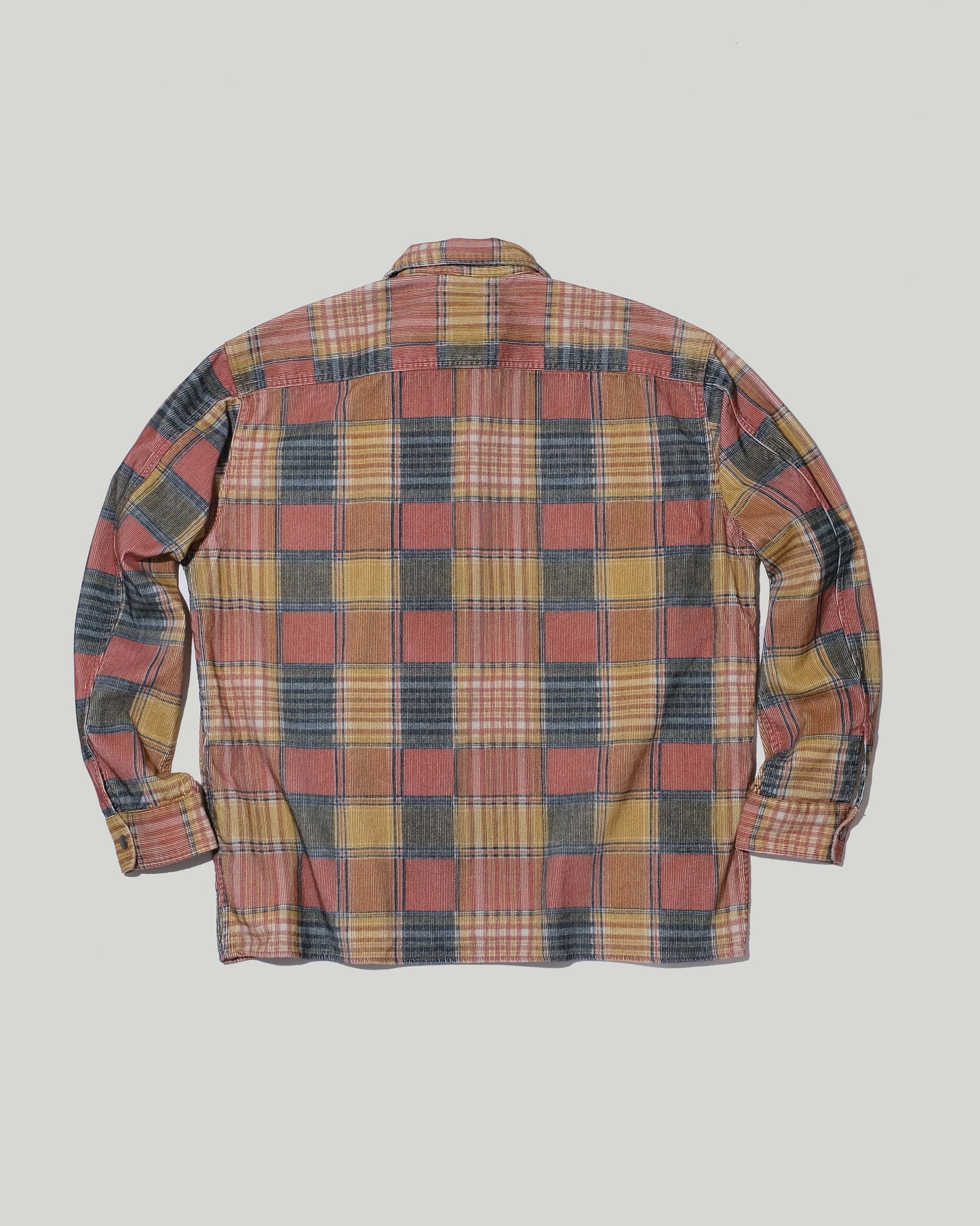 CORDUROY PLAID ZIP UP SHIRT