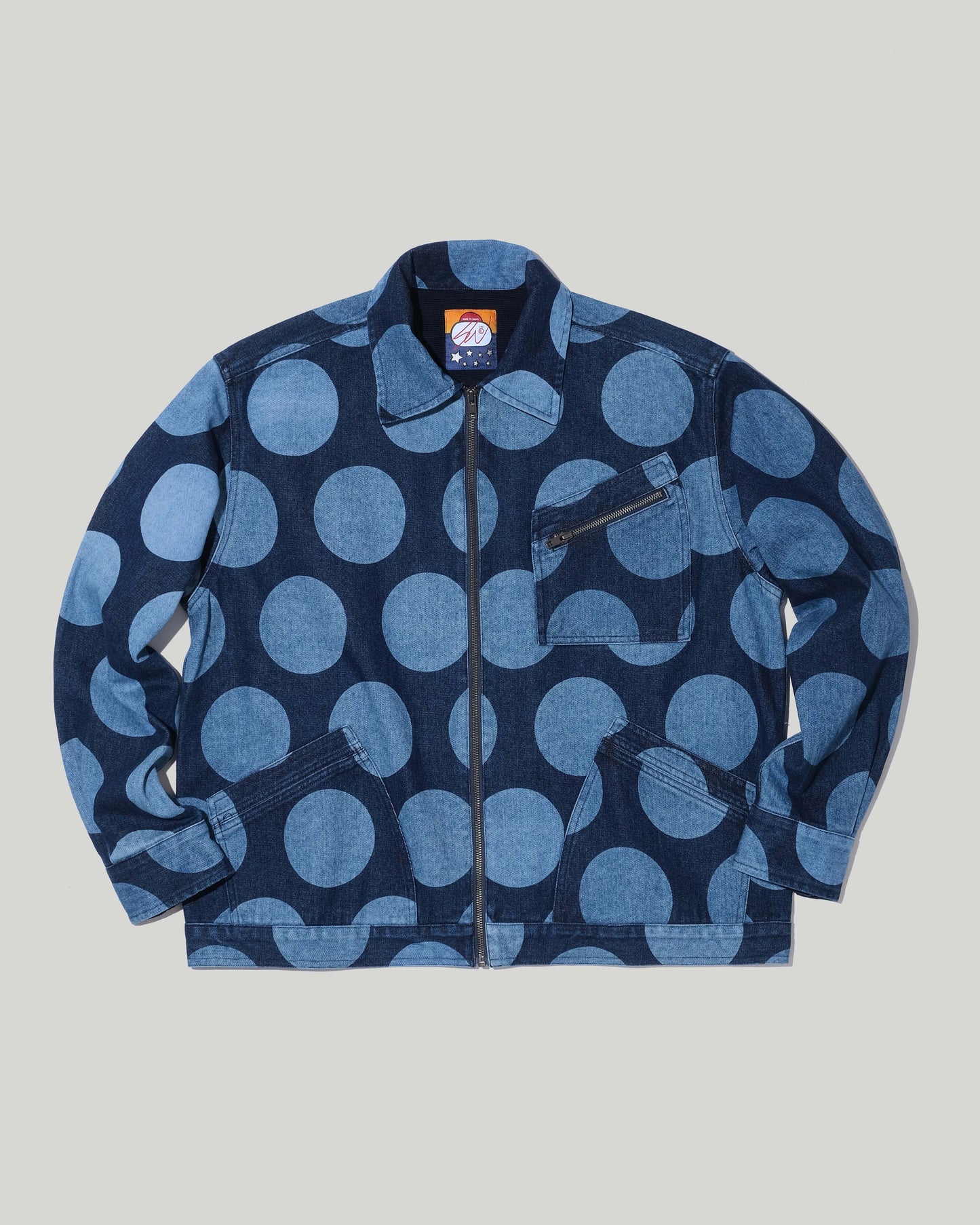 POLKA DOTS PATTERN DENIM JACKET